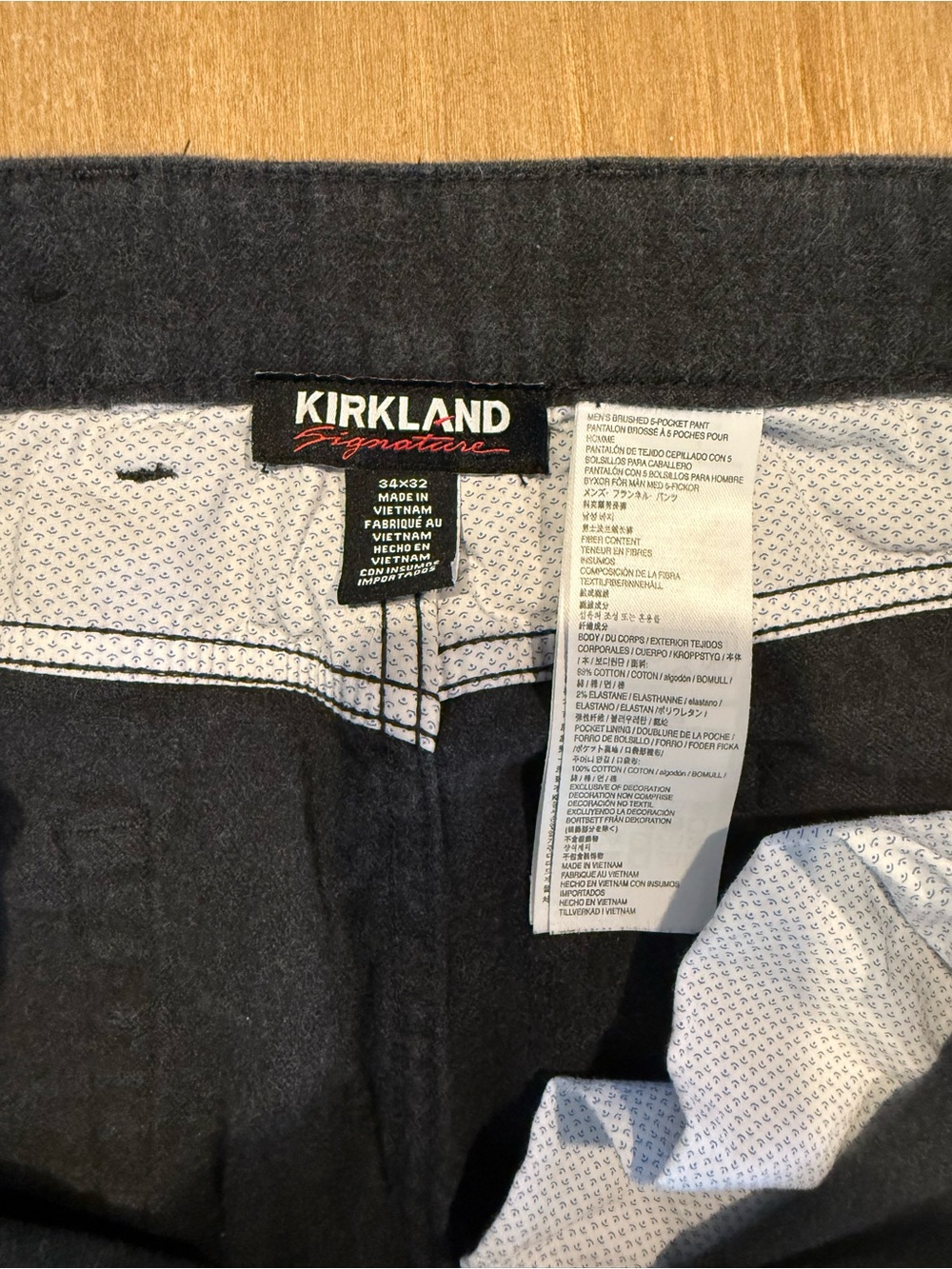 Kirkland Signature Men's Dark Charcoal Gray Chinos 32x34
